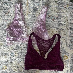 Victoria's Secret Lace Bralette Set - Purple and Burgundy (wireless)